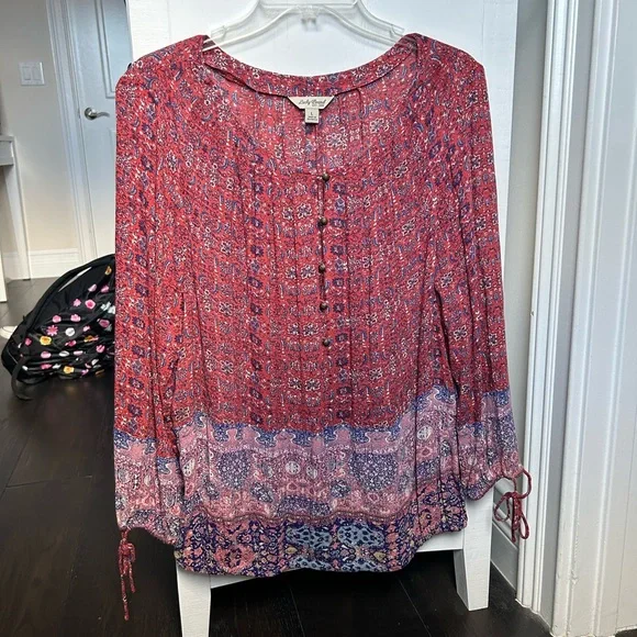 Boho Tapestry Print Peasant Blouse - Picture 4 of 11